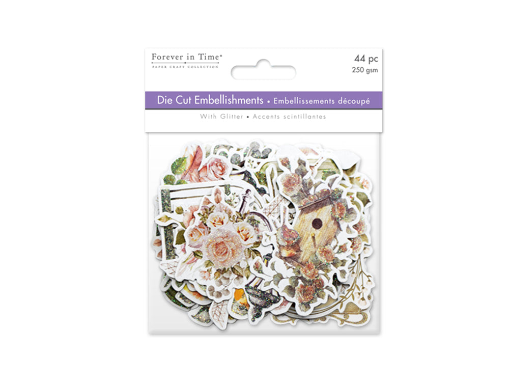 Paper Craft Embellishment: Glitter Die Cuts 250gsm J) Vintage