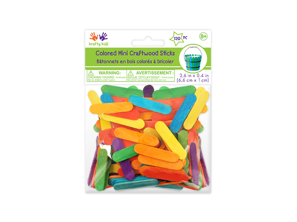 Craftwood: Mini Craft Sticks 120/pk Colored