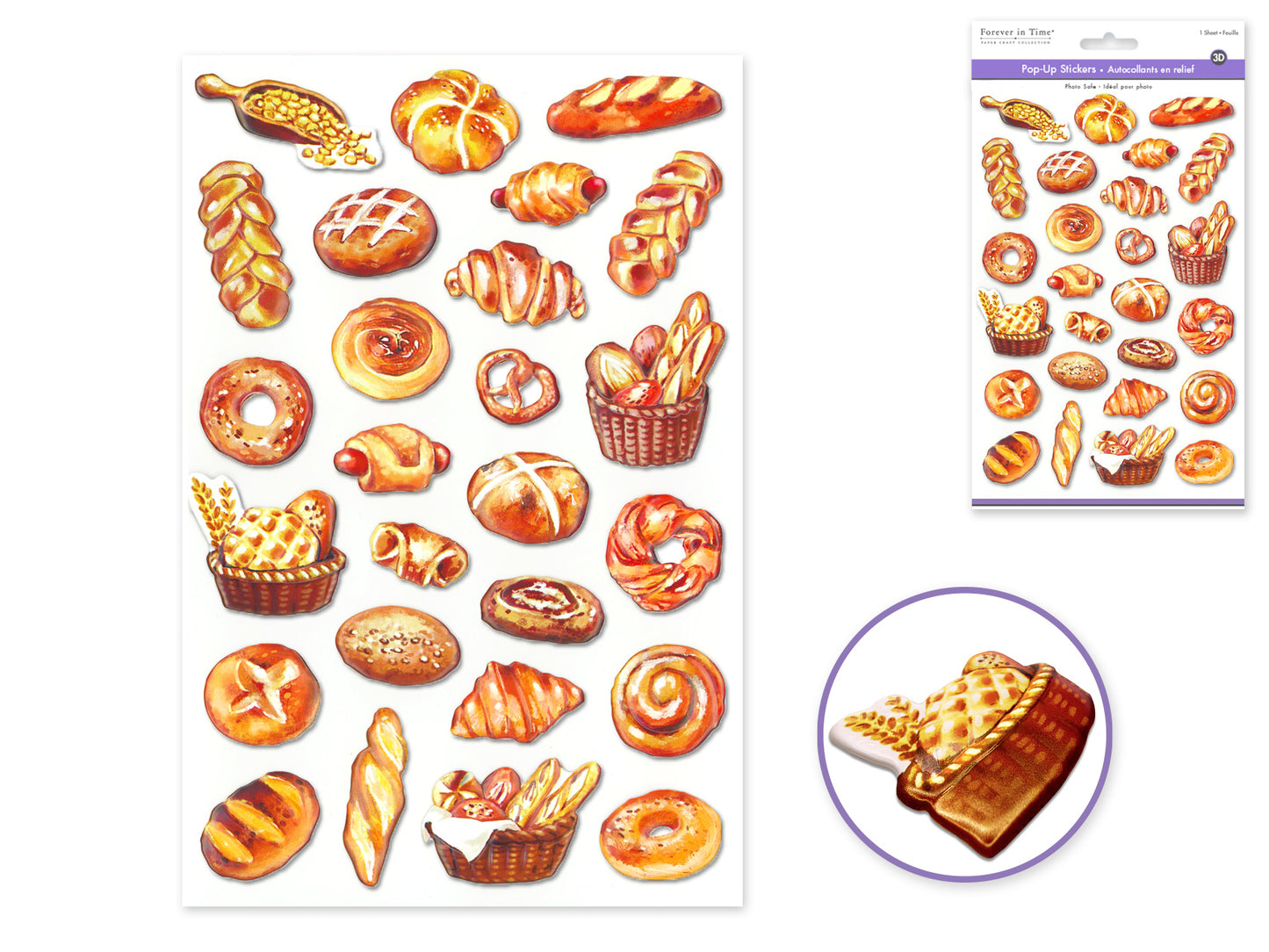 Paper Craft Sticker: 5.5"x8.25" 3D Pop-Up A) Baked Goods