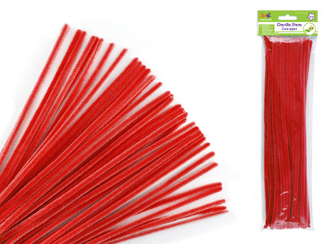Chenille Stems: 6mmx30cm Standard Pipe Cleaners 40pc L) Red
