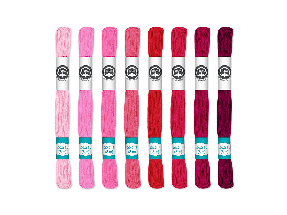 Needlecrafters: 8m Cotton Embroidery Floss 8 Hanks/pkg E) Rouge Tints