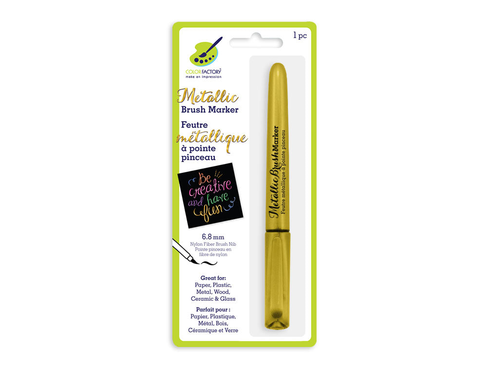 Color Factory: Metallic Brush Marker Permanent 6.8mm A) Gold