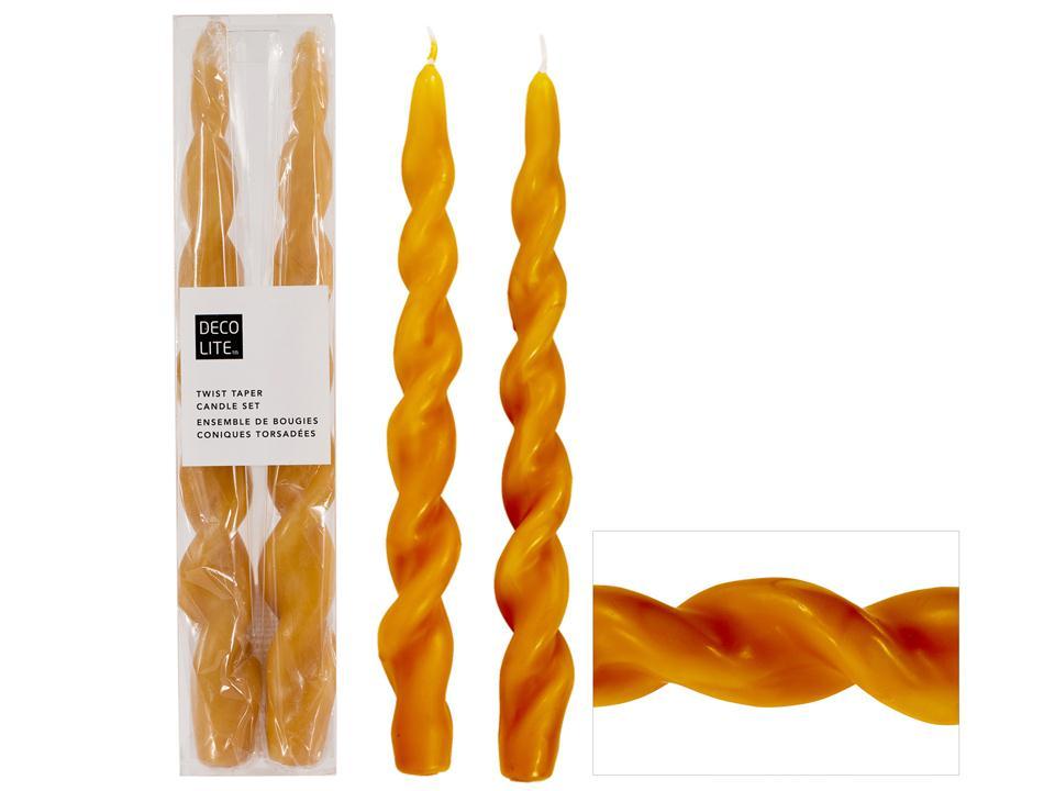 Deco Lite Spiral Tapers Set/2, 10", Ochre, PVC box