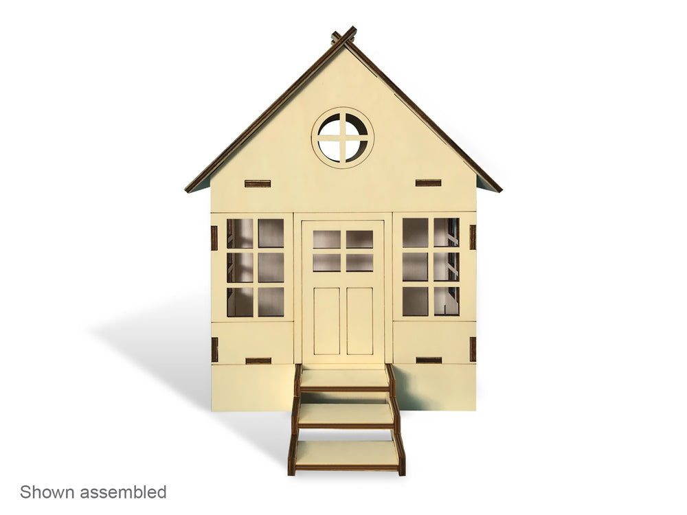 Wood Craft: 7.4"x2.8"x9.5" DIY 3D House Structure Closed Roof