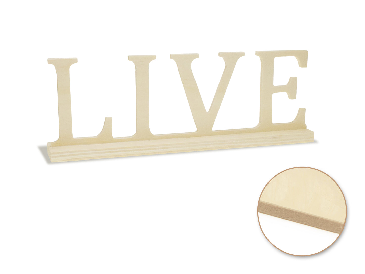 Wood Craft: 9.45" DIY Word Decor w/Base- Standing A) Live