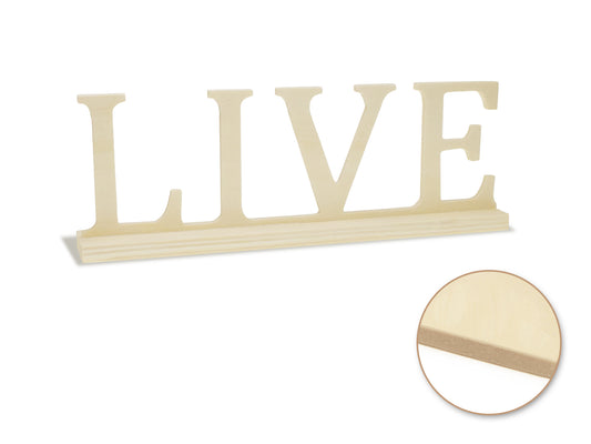 Wood Craft: 9.45" DIY Word Decor w/Base- Standing A) Live