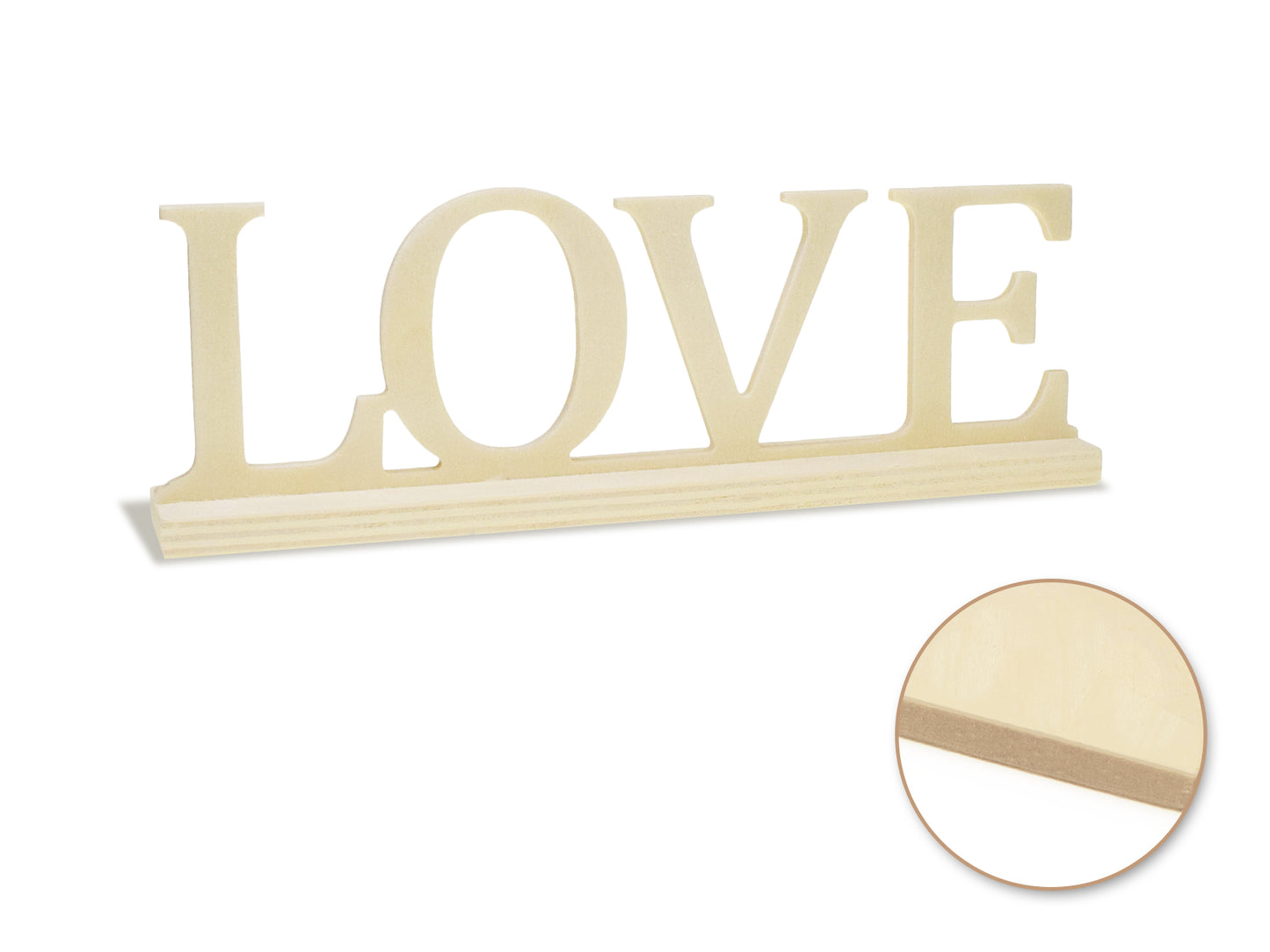 Wood Craft: 9.45" DIY Word Decor w/Base- Standing B) Love