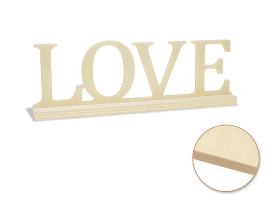 Wood Craft: 9.45" DIY Word Decor w/Base- Standing B) Love
