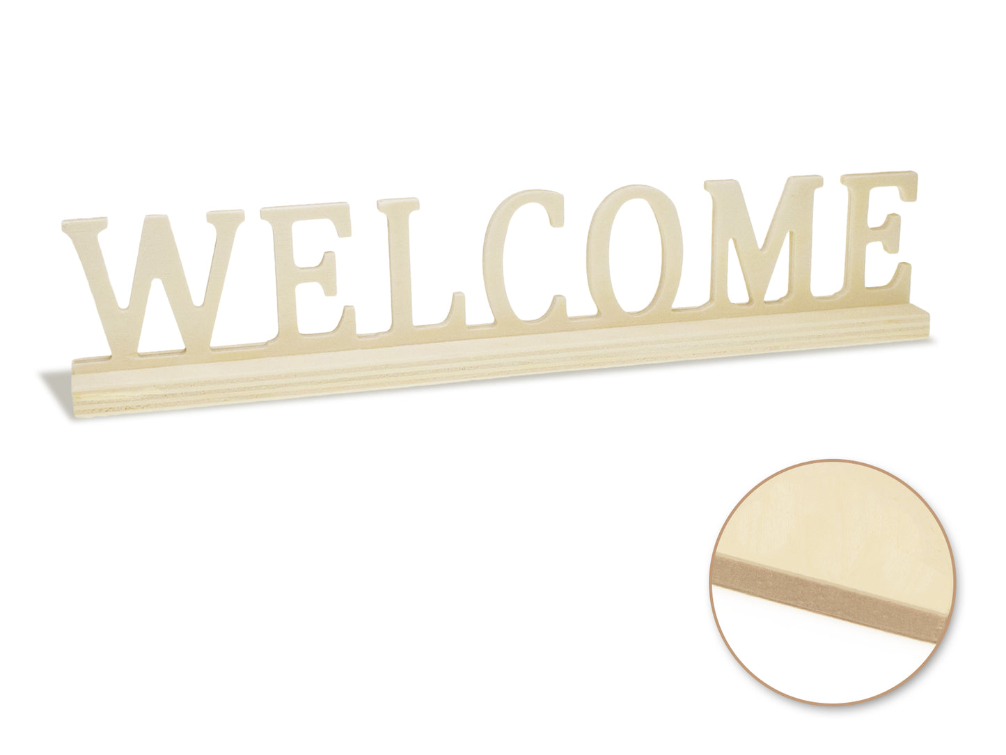 Wood Craft: 9.45" DIY Word Decor w/Base- Standing D) Welcome