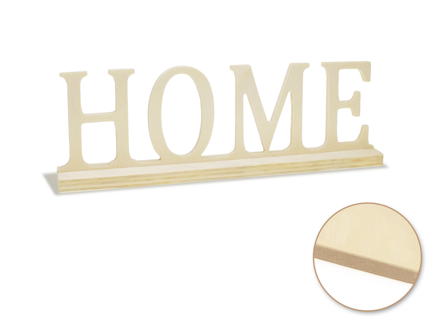 Wood Craft: 9.45" DIY Word Decor w/Base- Standing E) Home