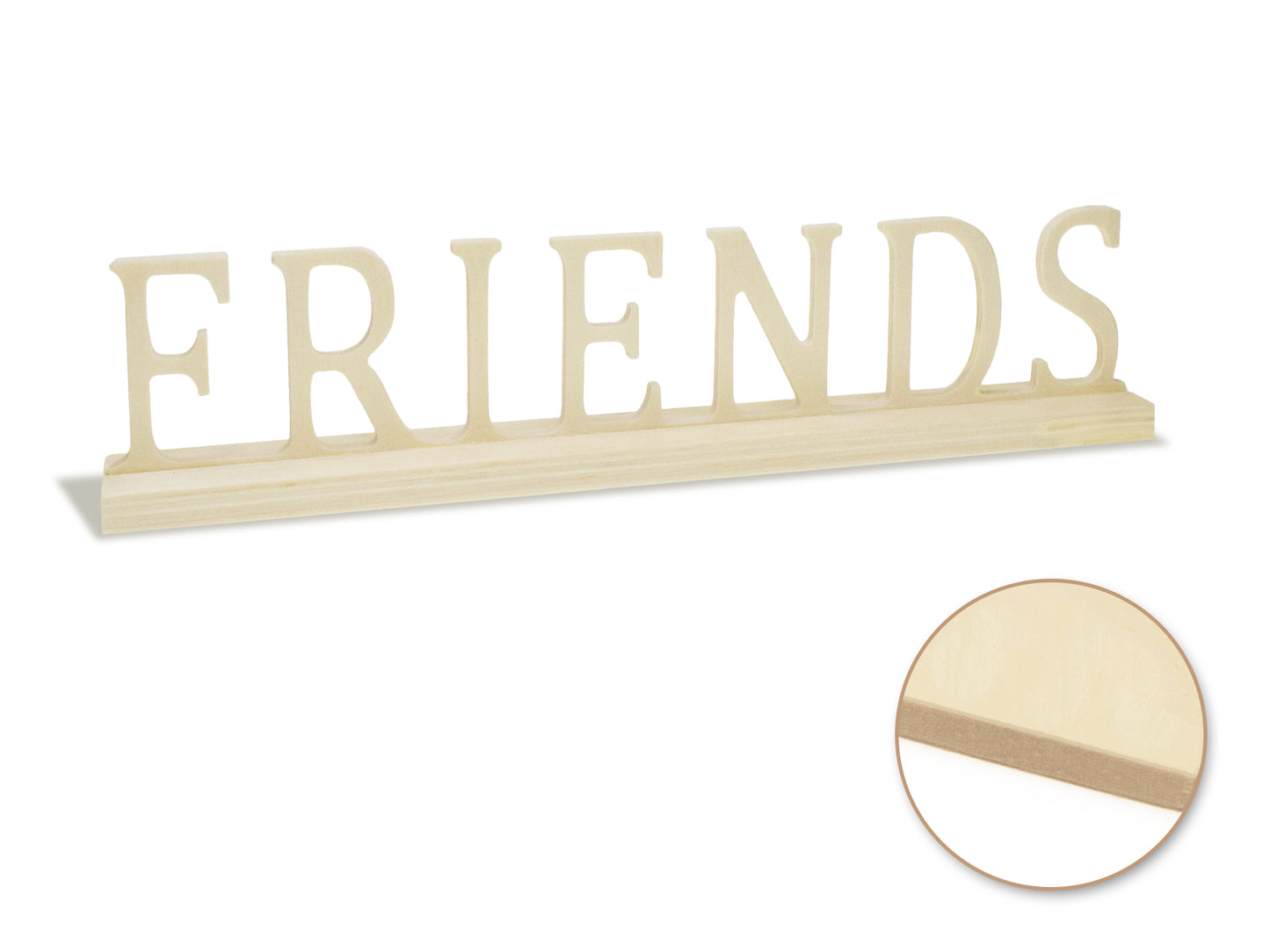 Wood Craft: 9.45" DIY Word Decor w/Base- Standing F) Friends