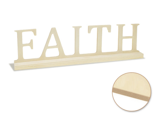 Wood Craft: 9.45" DIY Word Decor w/Base- Standing G) Faith