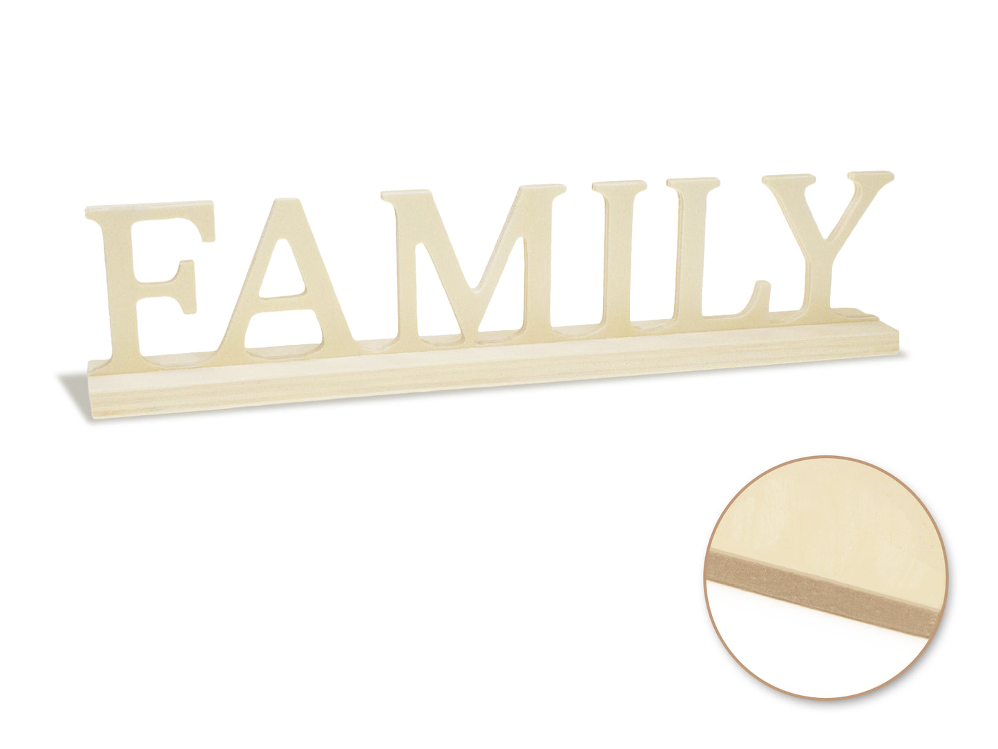 Wood Craft: 9.45" DIY Word Decor w/Base- Standing H) Family