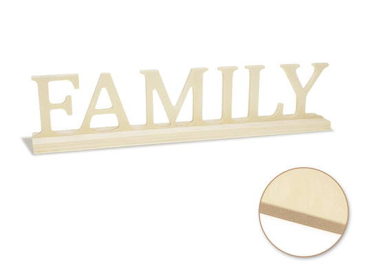 Wood Craft: 9.45" DIY Word Decor w/Base- Standing H) Family