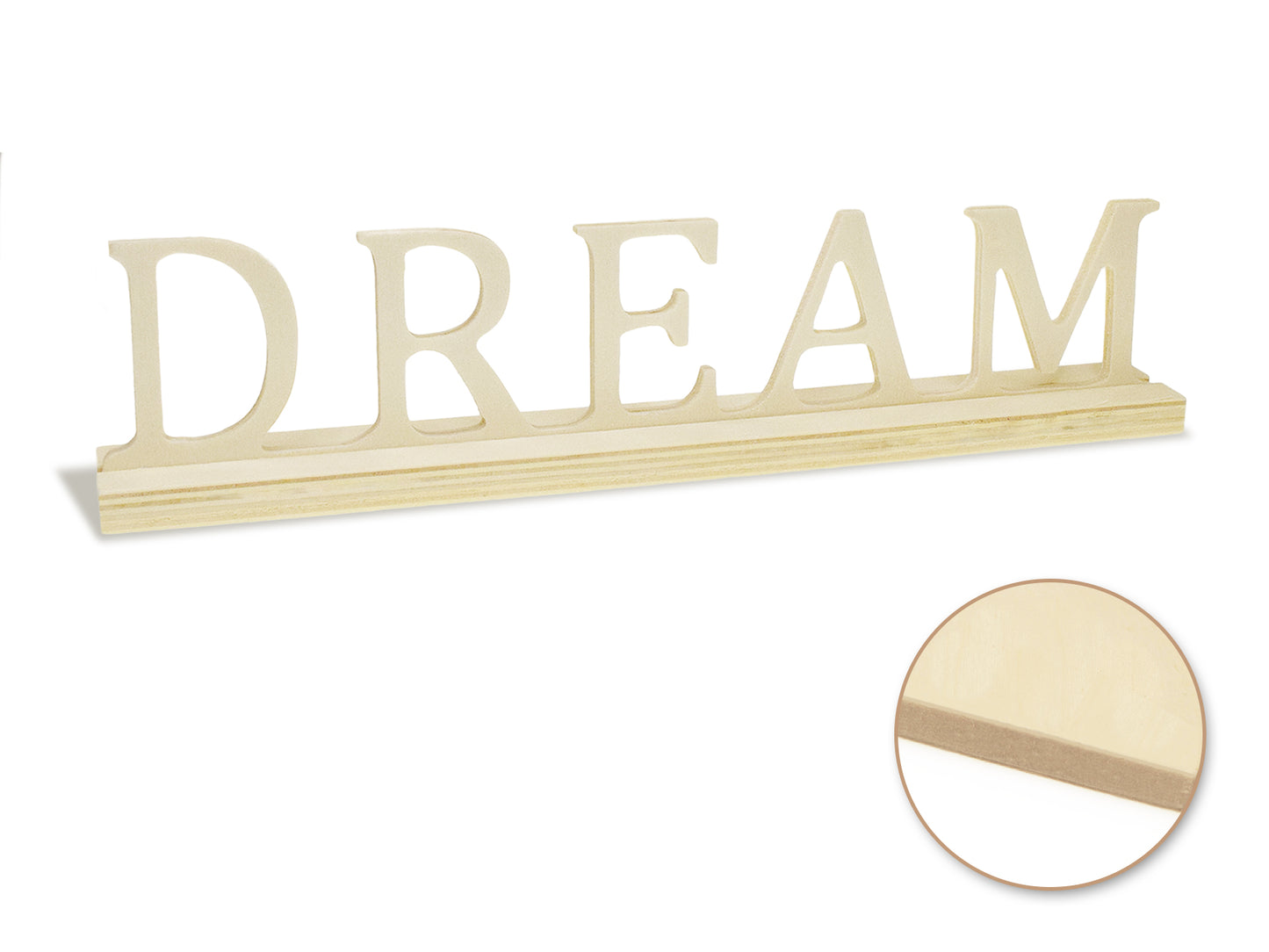 Wood Craft: 9.45" DIY Word Decor w/Base- Standing J) Dream
