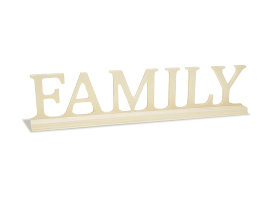 Wood Craft: 9.45" DIY Word Decor w/Base- Standing H) Family