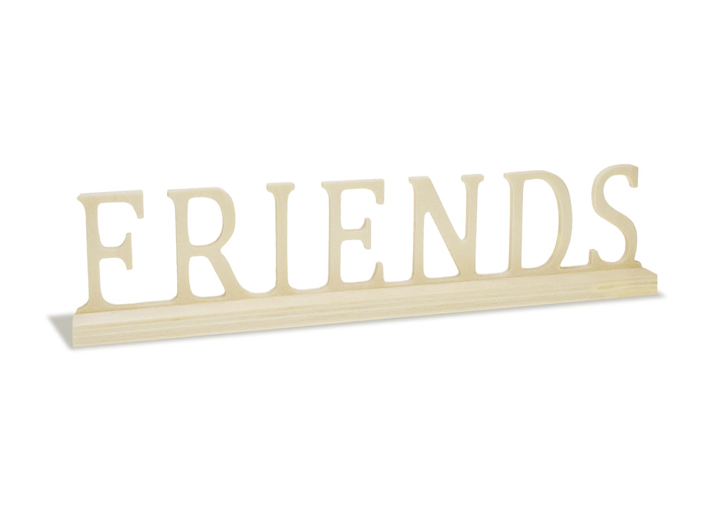 Wood Craft: 9.45" DIY Word Decor w/Base- Standing F) Friends