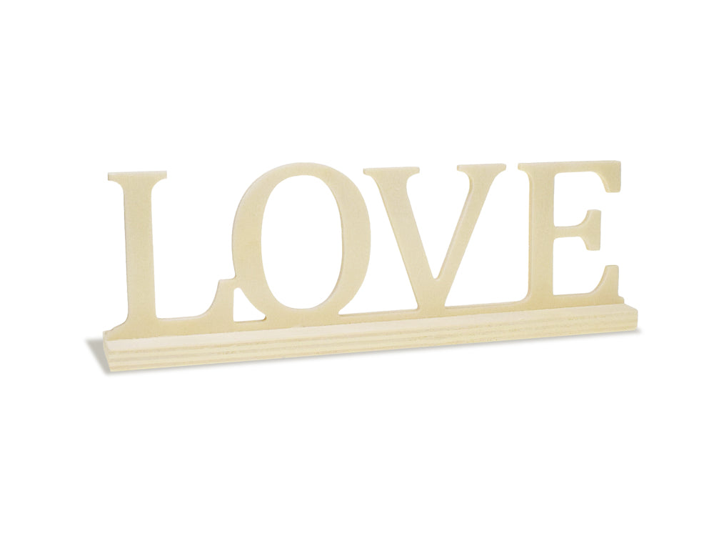 Wood Craft: 9.45" DIY Word Decor w/Base- Standing B) Love