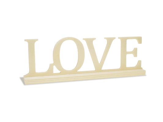 Wood Craft: 9.45" DIY Word Decor w/Base- Standing B) Love