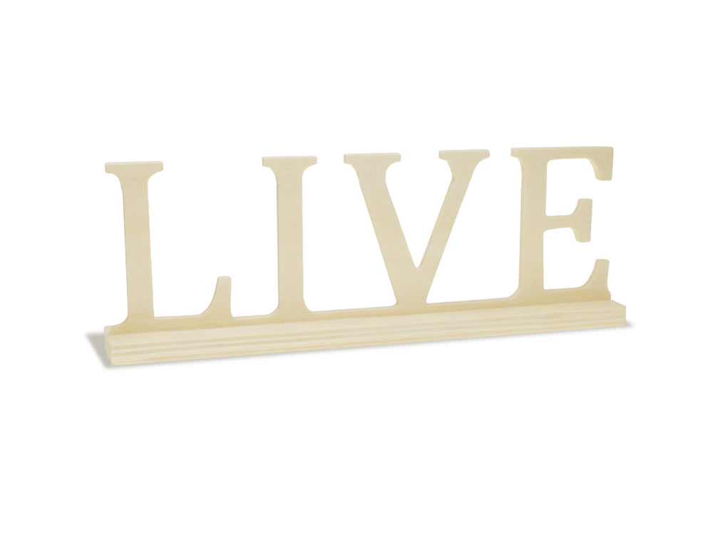 Wood Craft: 9.45" DIY Word Decor w/Base- Standing A) Live