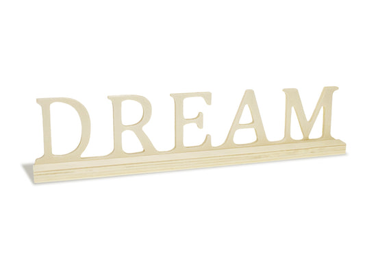 Wood Craft: 9.45" DIY Word Decor w/Base- Standing J) Dream