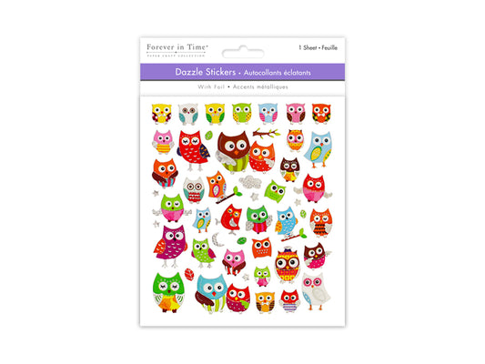 Paper Craft Stickers: 6"x6.5" Dazzle Effects O) Owl Jamboree
