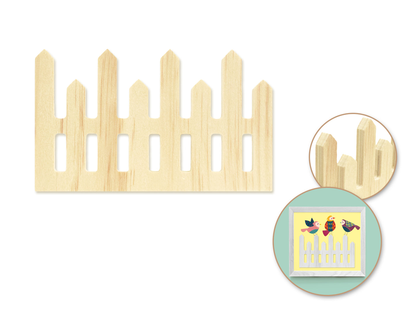 Wood Craft: 6.7" DIY Picket Fence 6.5mm(T) A) Spike