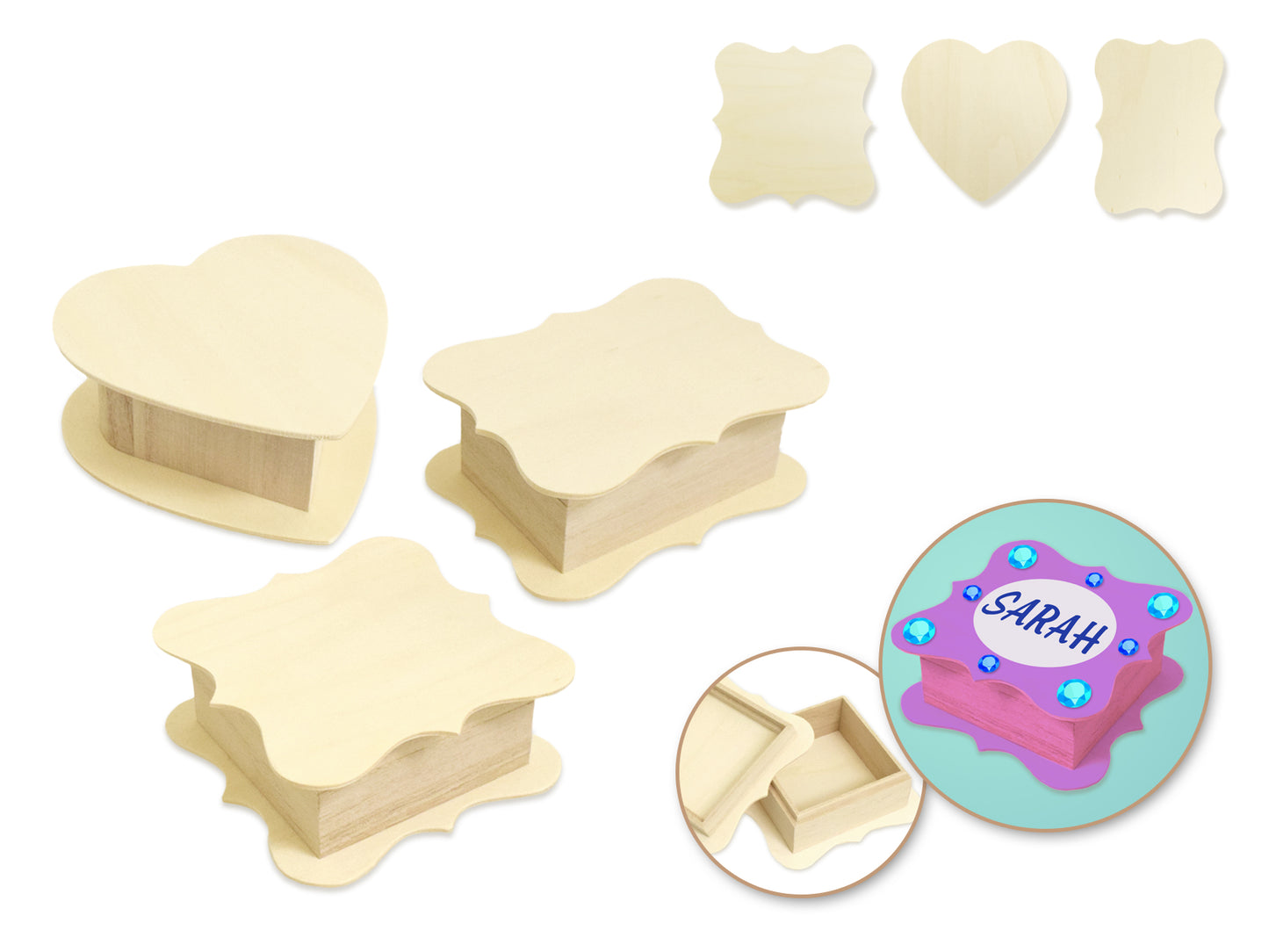 Wood Craft: 4.3"x1.7" Keepsake Box w/Snap Lid Asst 12eax3stl A) Flair Series