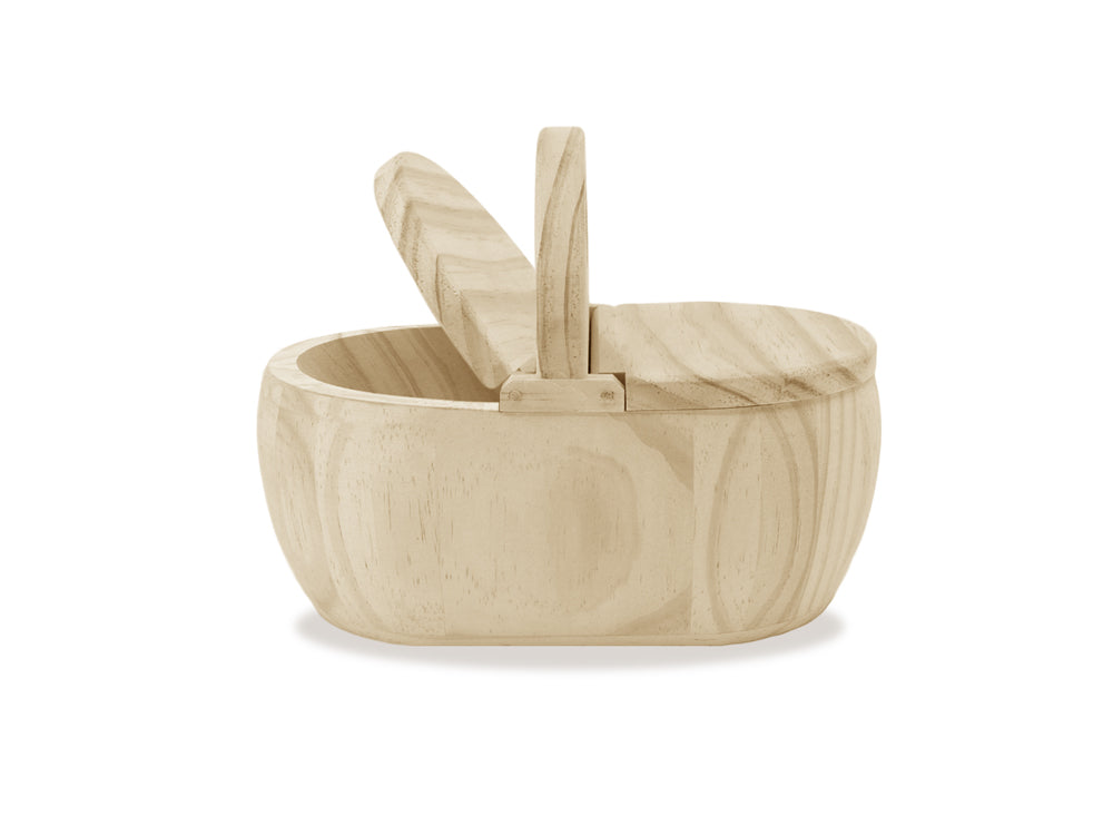 Wood Craft: 8.1"x5.1"x6.3" DIY Picnic Basket w/Lids