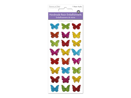 Handmade Sticker: 3D Resin  Themed Elements- F) Butterfly Bling
