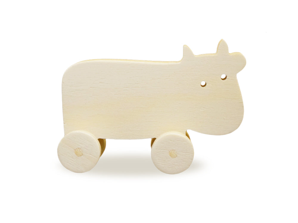 Wood Craft: 4.5" DIY Animals on Wheels A) Cow