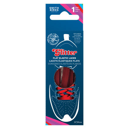 39" FLAT ELASTIC-NO TIE SHOE LACES-RED (1PR)