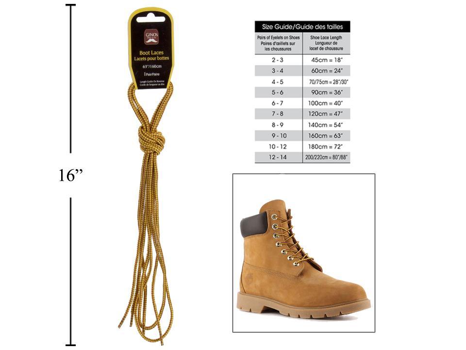 Gino's 63" Boot Laces, Yellow Brown H/C