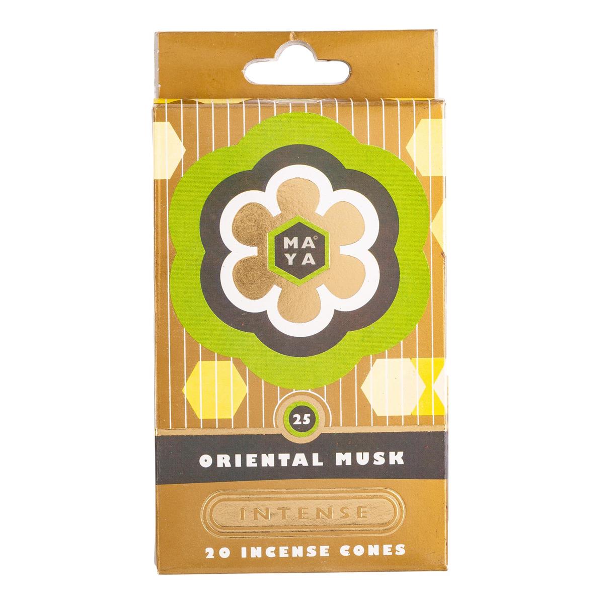 Maya, 20pcs, Incense Cone, Oriental Musk, Hangup box