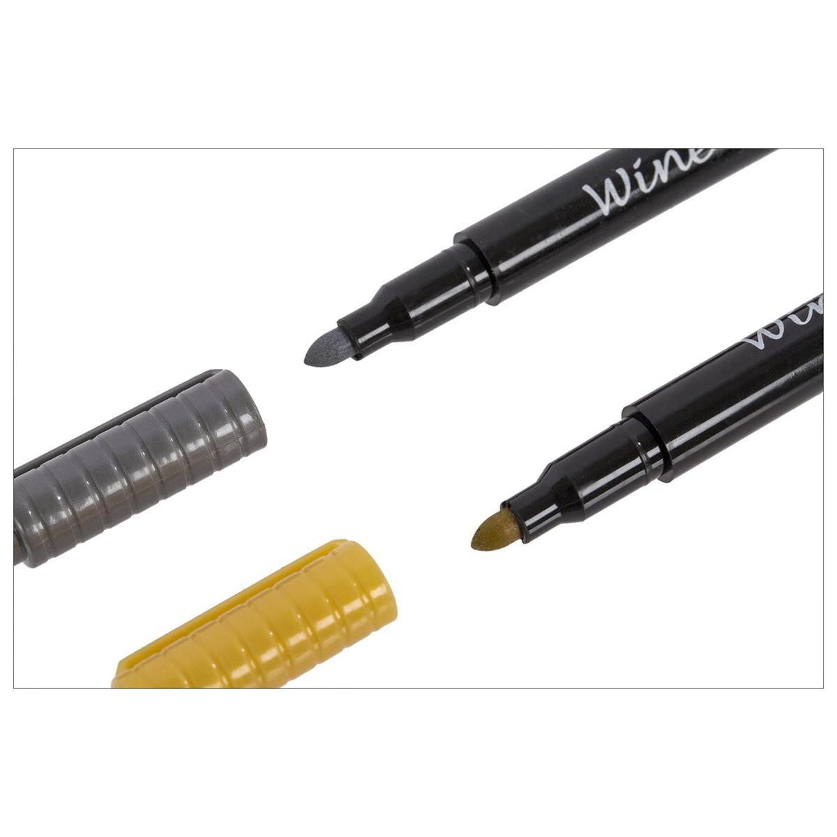 L.Gourmet 2-pc Wine Glass Pen, (gold & silver), b/c