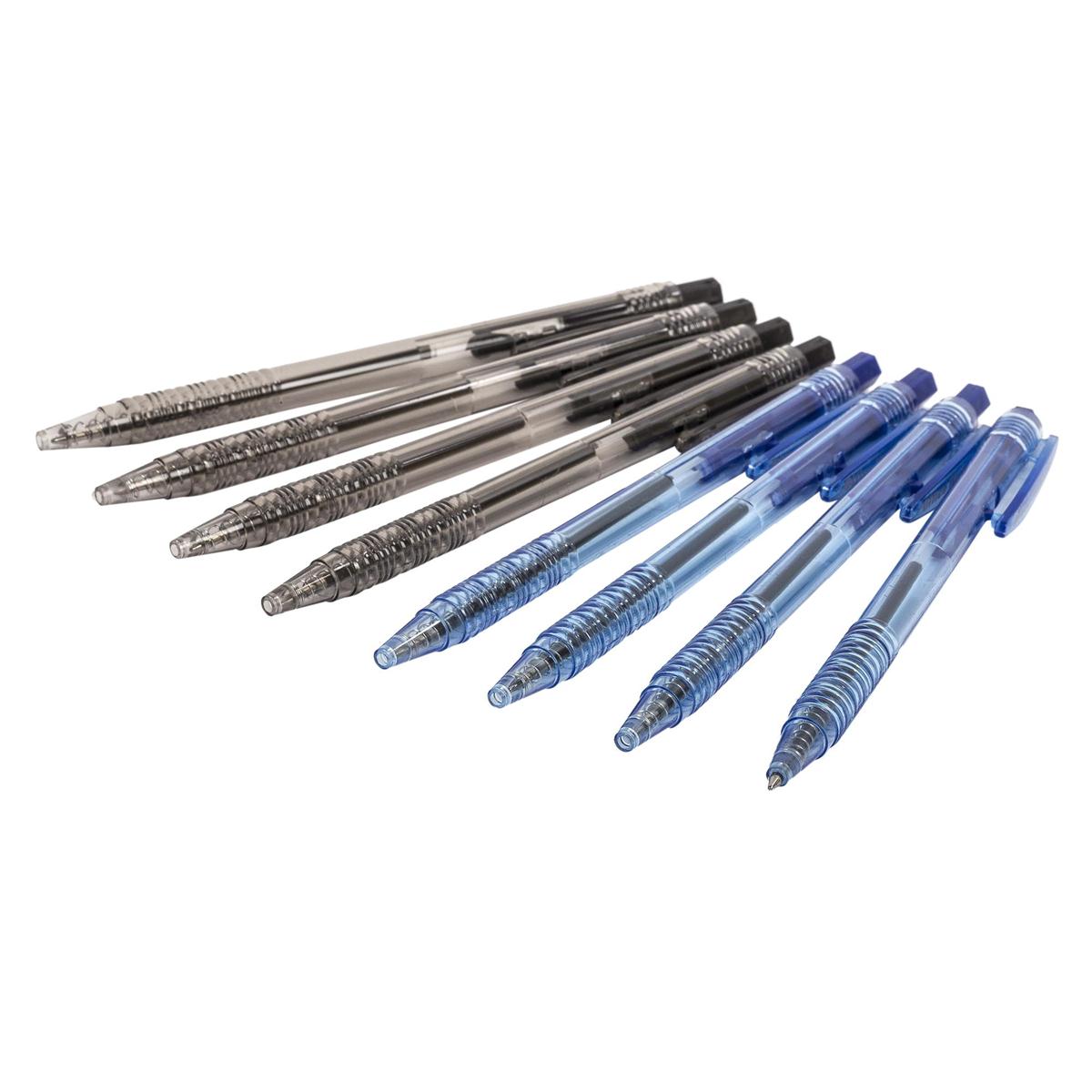 O.WKs. Retractable Ball Pen, 8-pc.,Blue & Black, pbh