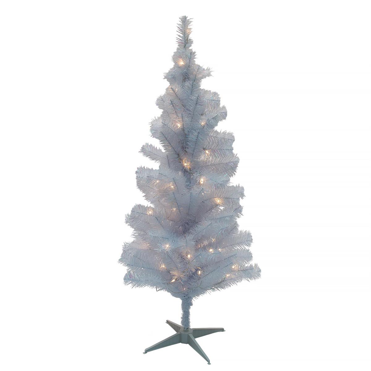 Deco N. 4ft 120 Tips Tinsel Xmas Tree, 70 LED, White, ETL