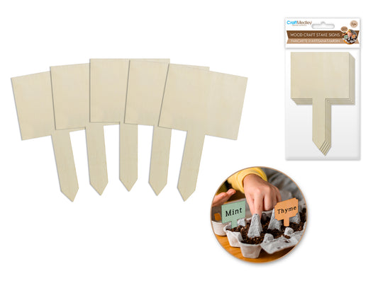 Wood Craft: Craft/Garden Sign Stakes 5"x3" 5ct A) Rectangular