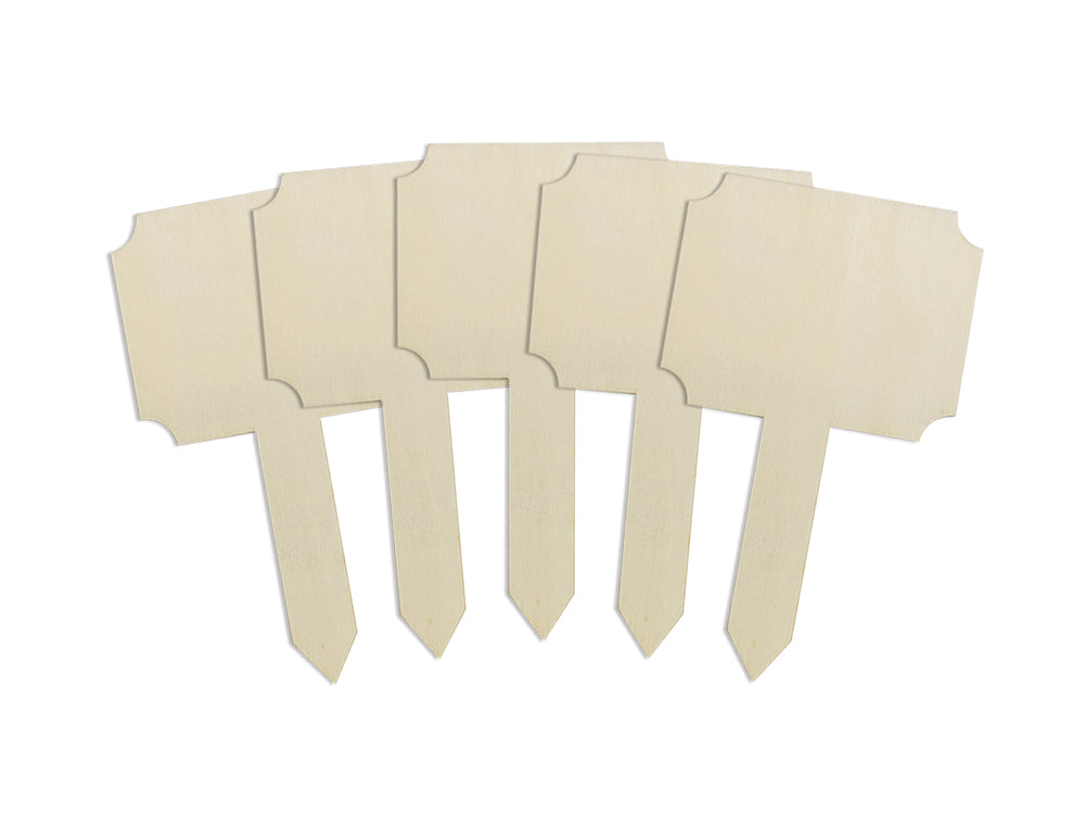 Wood Craft: Craft/Garden Sign Stakes 5"x3" 5ct B) Rect Cut Corners