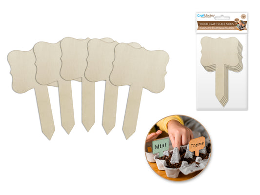 Wood Craft: Craft/Garden Sign Stakes 5"x3" 5ct C) Bracket Border