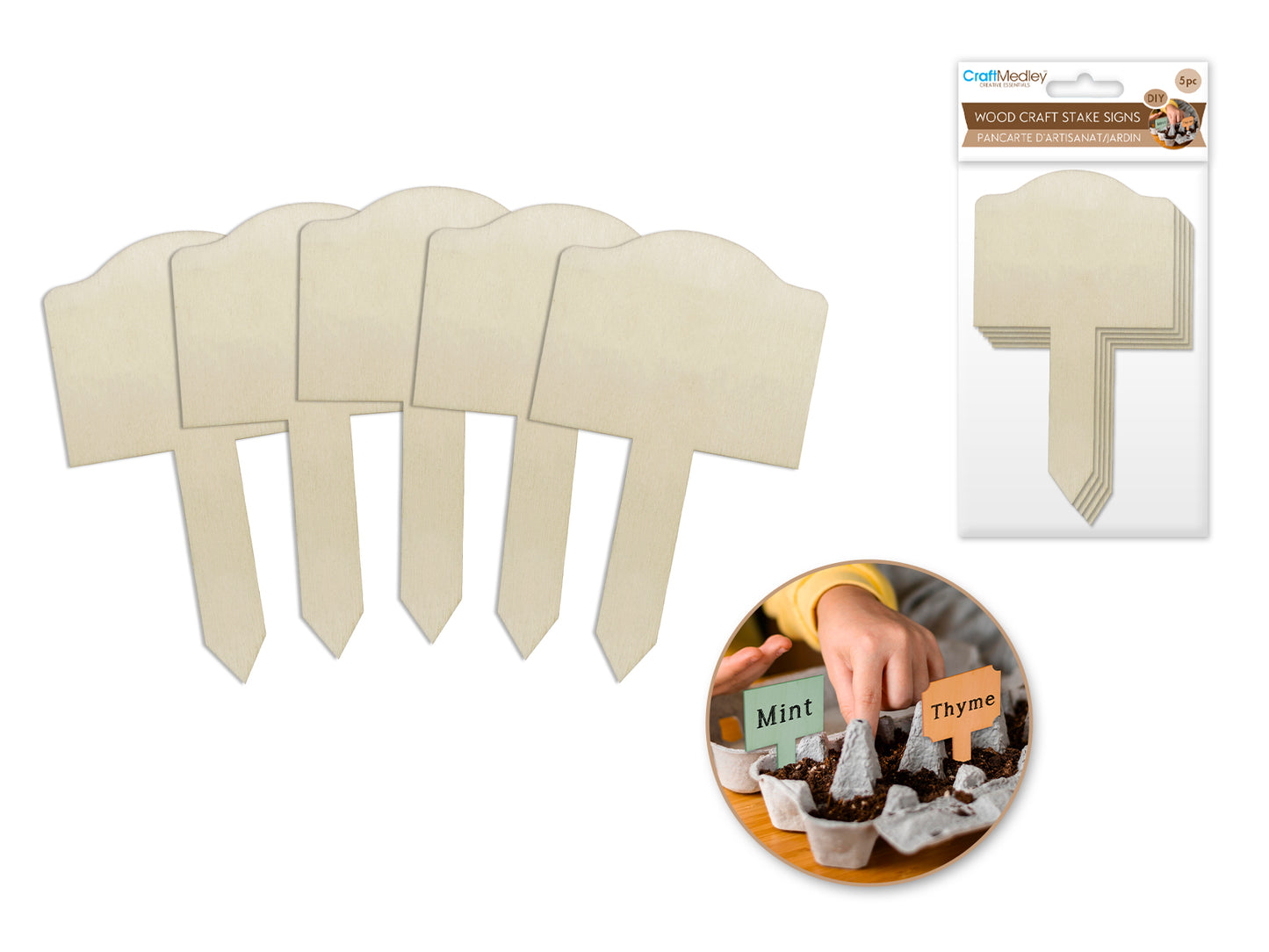 Wood Craft: Craft/Garden Sign Stakes 5"x3" 5ct D) Marquee Border