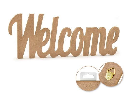 Wood Craft: 12" DIY Word Decor- MDF Standing D) Welcome