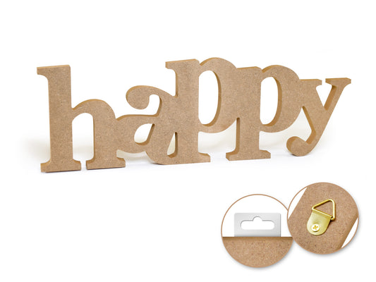Wood Craft: 12" DIY Word Decor- MDF Standing K) Happy