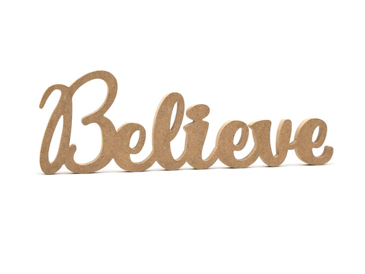Wood Craft: 12" DIY Word Decor- MDF Standing I) Believe