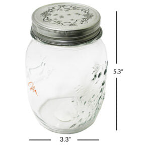 Jar Mason Embossed with Patterned Lid