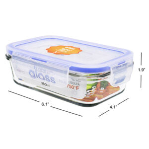 Oven Safe Glass Container Lock Lid Rectangular