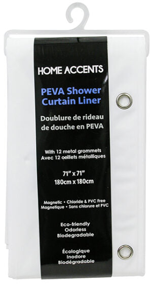 Shower Liner White Heavy Duty Magnetic & Grommet