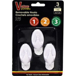 Hook Removeable 3Pk
