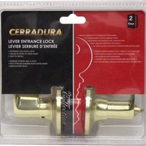 Lock Entrance Lever with 2 Keys Brass