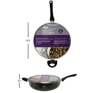 Xylan Coated Wok Stir Fry Pan w/Glass Llid
